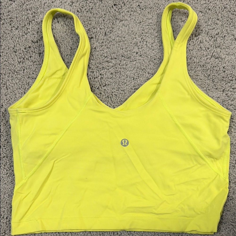 lululemon athletica Neon Yellow V-Neck Sports Crop Tank - Picture 2 of 2